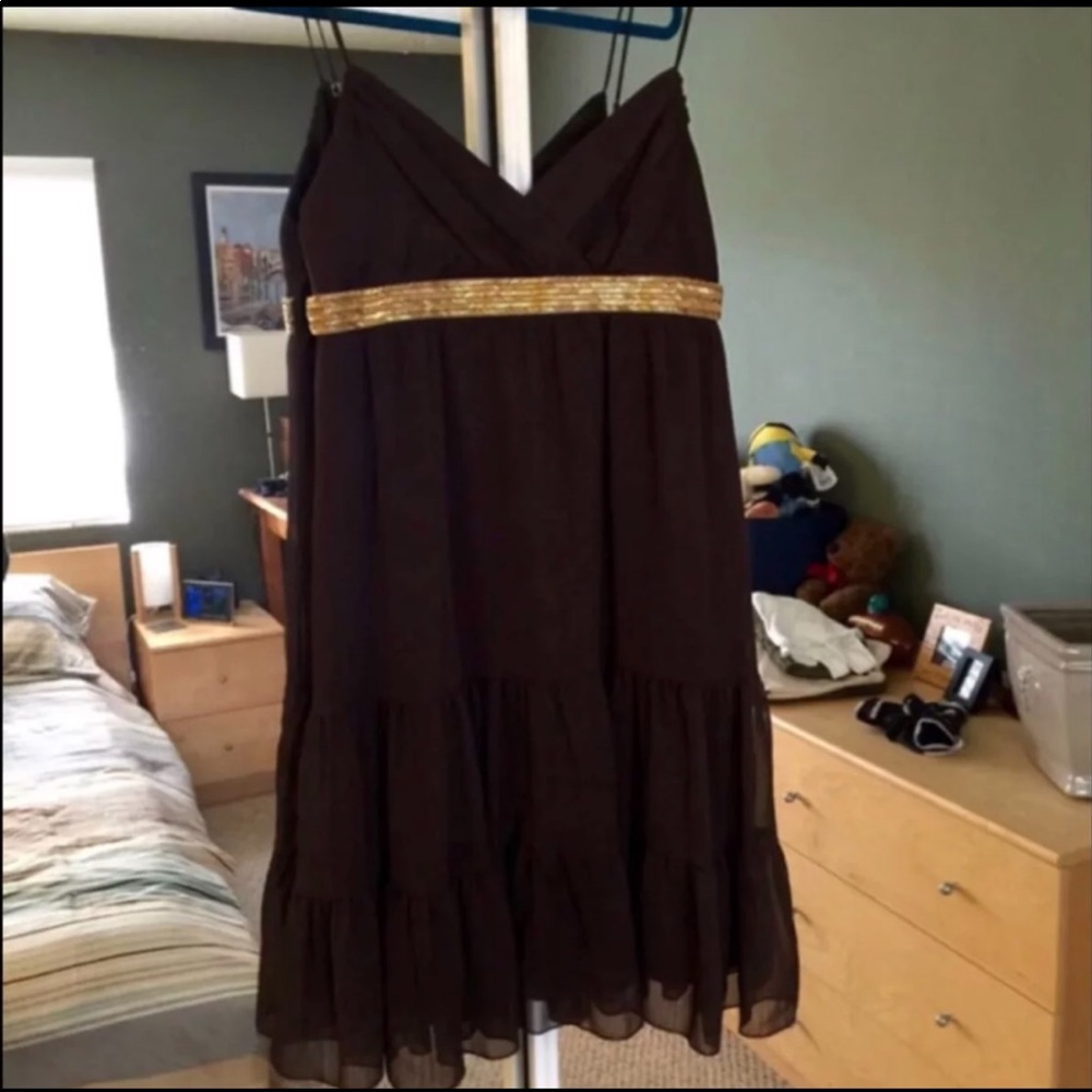 A.B.S Brown Dress with gold accents